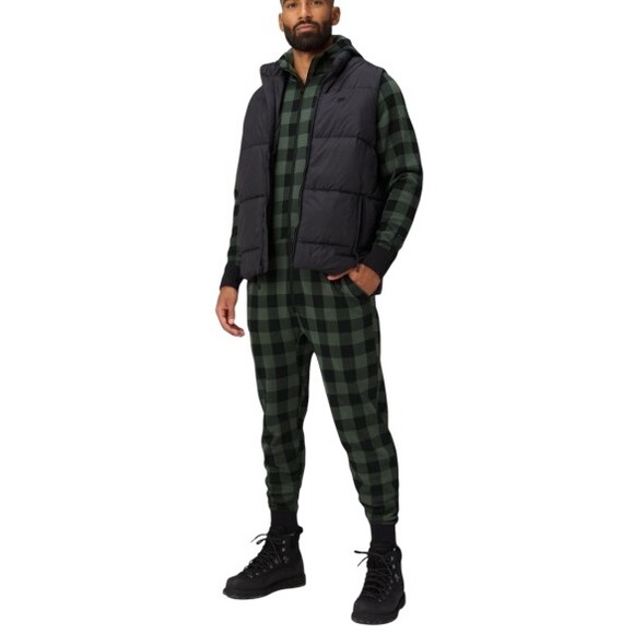 Fabletics Other - Fabletics Go-To Fleece Hooded Onesie Pine Shadow Buffalo Check Green XXL Mens